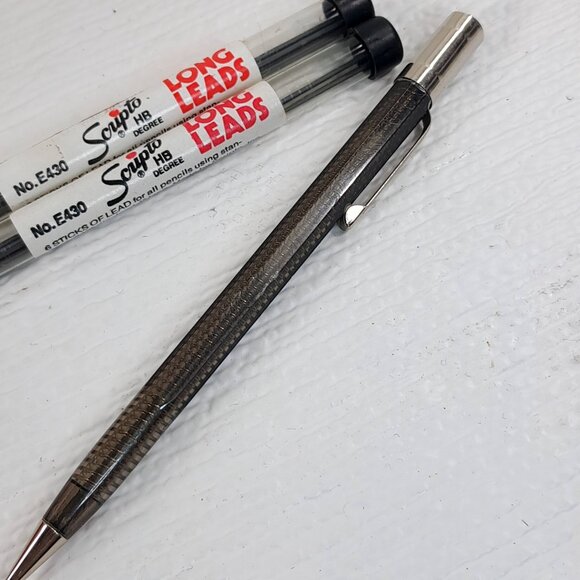 Vintage Scripto Classic Mechanical Pencil Translucent gray Clear w/ long leads - Picture 5 of 10
